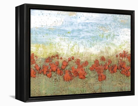 Coral Poppies I-Jennifer Goldberger-Framed Stretched Canvas