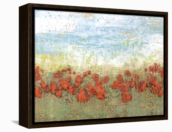 Coral Poppies I-Jennifer Goldberger-Framed Stretched Canvas