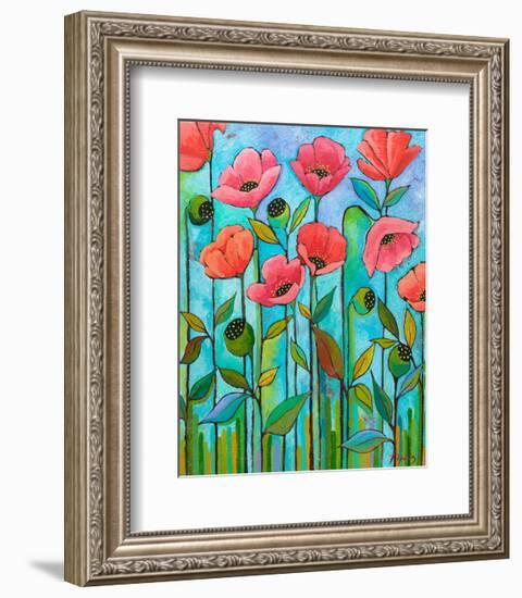 Coral Poppies-Peggy Davis-Framed Art Print