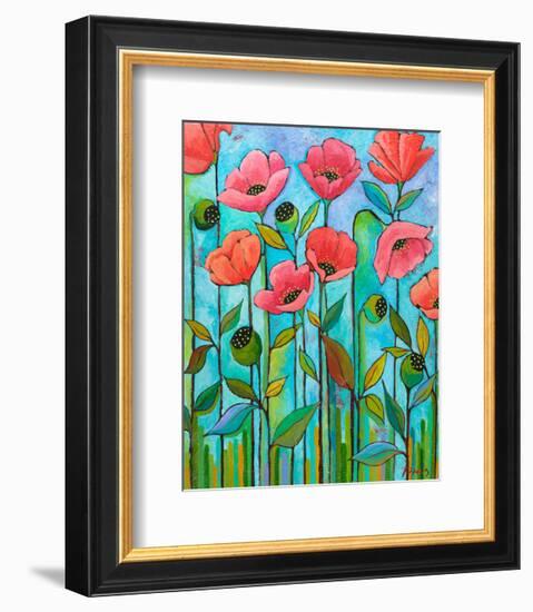 Coral Poppies-Peggy Davis-Framed Art Print