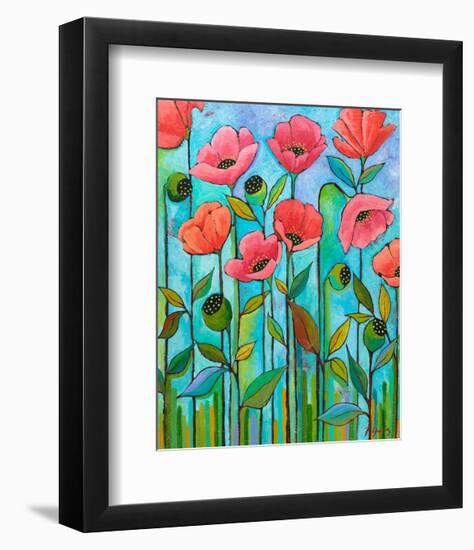 Coral Poppies-Peggy Davis-Framed Art Print