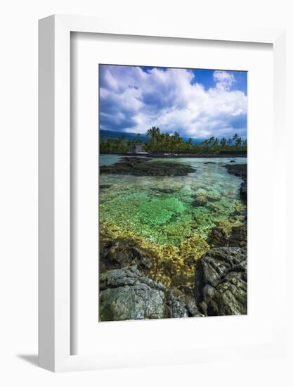 Coral Reef and Heixu, Pu'Uhonua O Honaunau National Historic Park, Kona Coast, Hawaii, Usa-Russ Bishop-Framed Photographic Print