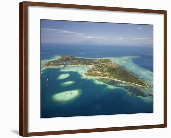 Coral Reef and Malolo Lailai Island, Mamanuca Islands, Fiji-David Wall-Framed Photographic Print