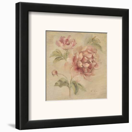 Coral Rose on Antique Linen-Cheri Blum-Framed Art Print
