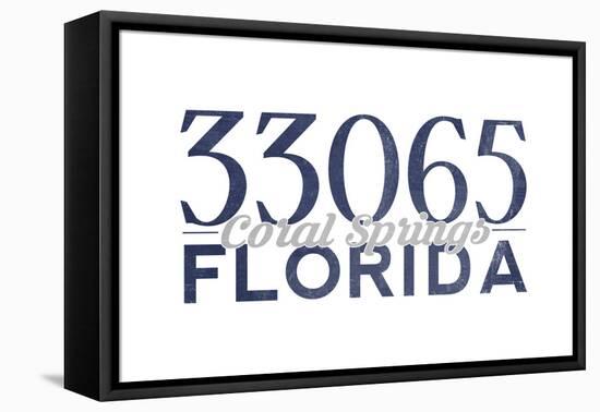 Coral Springs, Florida - 33065 Zip Code (Blue)-Lantern Press-Framed Stretched Canvas