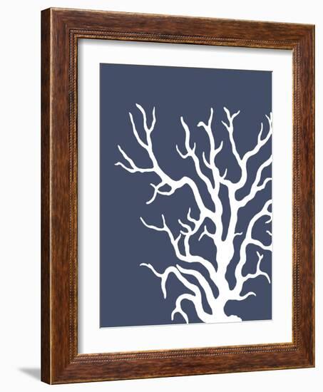 Corals White on Indigo Blue a-Fab Funky-Framed Art Print