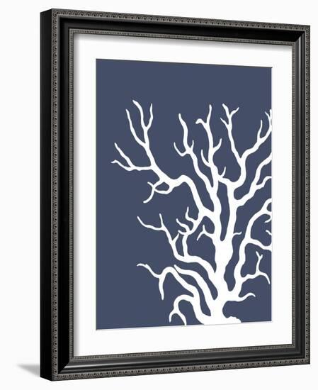 Corals White on Indigo Blue a-Fab Funky-Framed Art Print