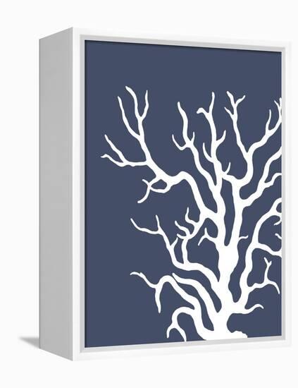 Corals White on Indigo Blue a-Fab Funky-Framed Stretched Canvas