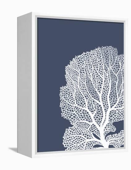 Corals White on Indigo Blue b-Fab Funky-Framed Stretched Canvas