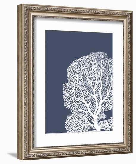 Corals White on Indigo Blue b-Fab Funky-Framed Art Print