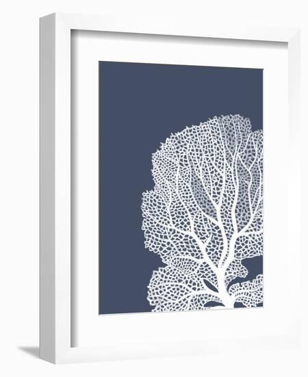 Corals White on Indigo Blue b-Fab Funky-Framed Art Print