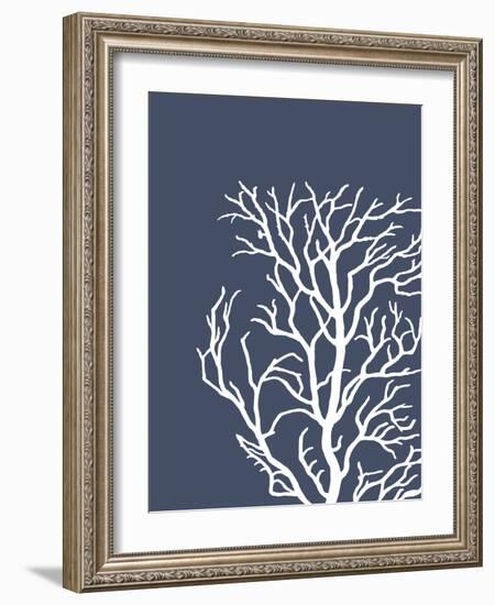 Corals White on Indigo Blue c-Fab Funky-Framed Art Print