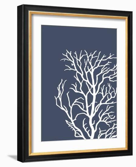 Corals White on Indigo Blue c-Fab Funky-Framed Art Print
