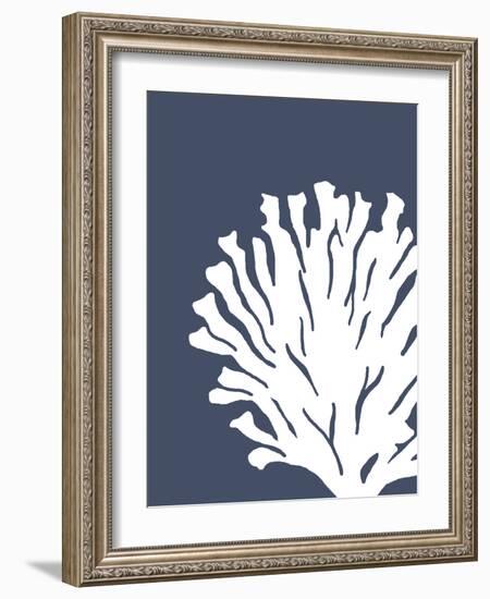 Corals White on Indigo Blue d-Fab Funky-Framed Art Print