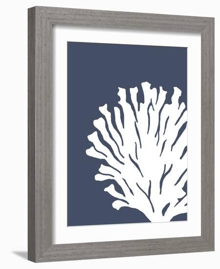 Corals White on Indigo Blue d-Fab Funky-Framed Art Print