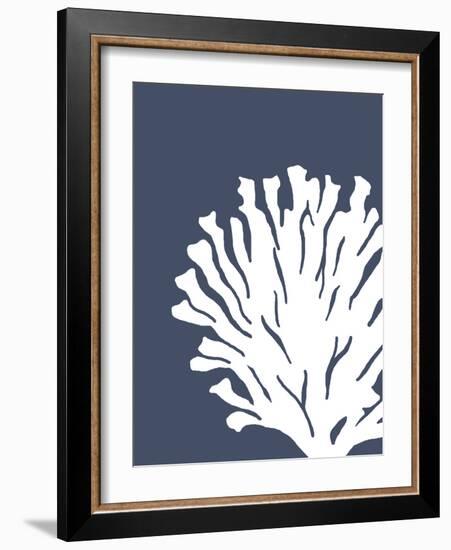 Corals White on Indigo Blue d-Fab Funky-Framed Art Print