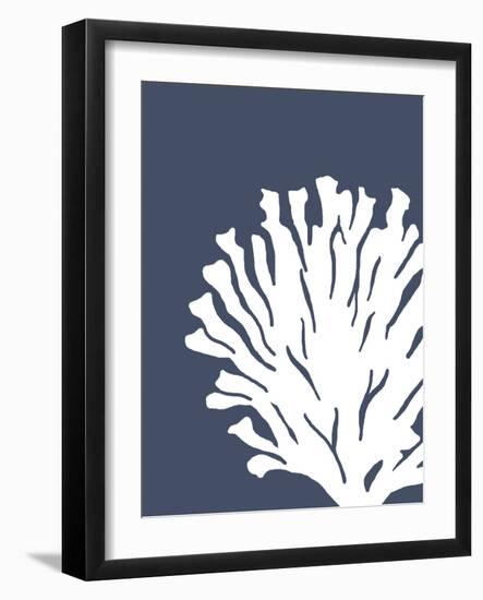 Corals White on Indigo Blue d-Fab Funky-Framed Art Print