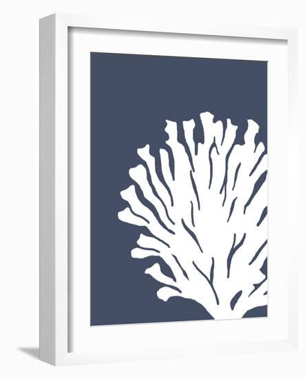 Corals White on Indigo Blue d-Fab Funky-Framed Art Print