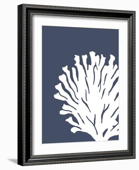 Corals White on Indigo Blue d-Fab Funky-Framed Art Print