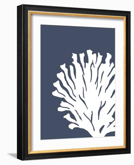 Corals White on Indigo Blue d-Fab Funky-Framed Art Print