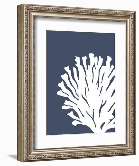 Corals White on Indigo Blue d-Fab Funky-Framed Art Print