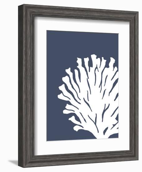 Corals White on Indigo Blue d-Fab Funky-Framed Art Print