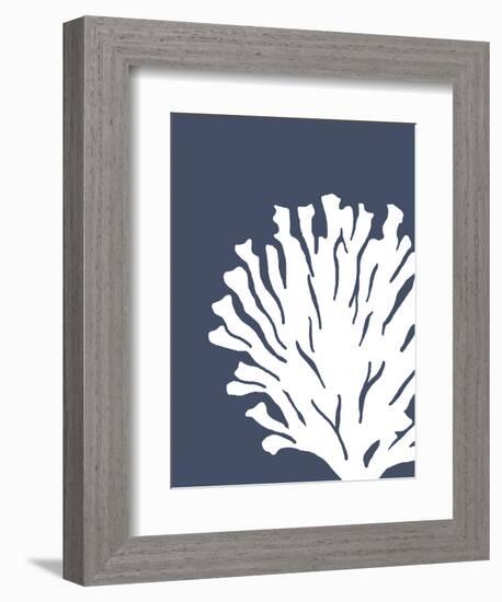 Corals White on Indigo Blue d-Fab Funky-Framed Art Print