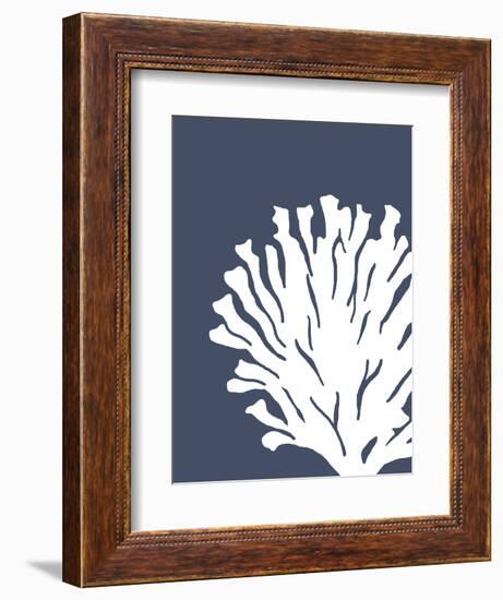 Corals White on Indigo Blue d-Fab Funky-Framed Art Print