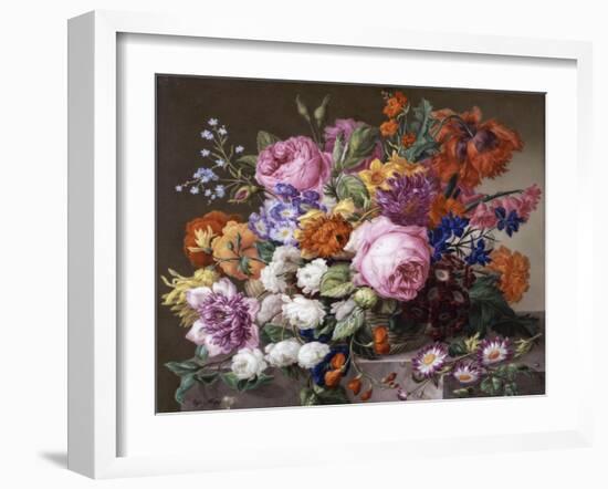 Corbeille de fleurs peintes au naturel-Joseph Nigg-Framed Giclee Print