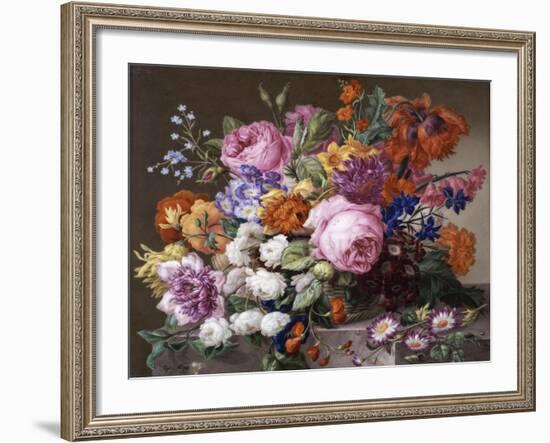 Corbeille de fleurs peintes au naturel-Joseph Nigg-Framed Giclee Print