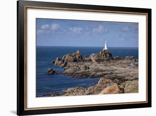 Corbiere Lighthouse and Rocky Coastline, Jersey, Channel Islands, United Kingdom, Europe-Roy Rainford-Framed Photographic Print