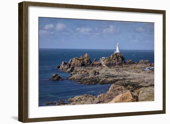 Corbiere Lighthouse and Rocky Coastline, Jersey, Channel Islands, United Kingdom, Europe-Roy Rainford-Framed Photographic Print