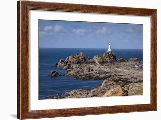 Corbiere Lighthouse and Rocky Coastline, Jersey, Channel Islands, United Kingdom, Europe-Roy Rainford-Framed Photographic Print