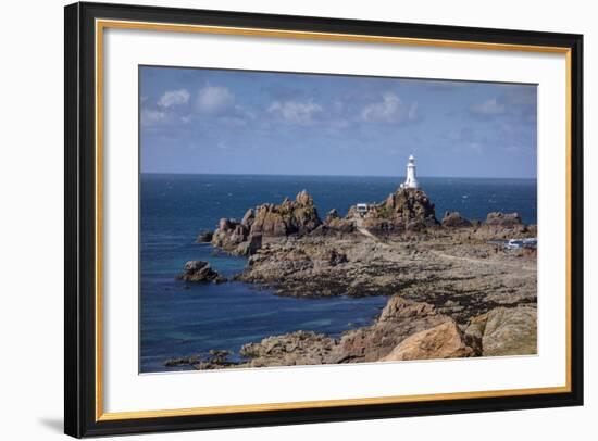 Corbiere Lighthouse and Rocky Coastline, Jersey, Channel Islands, United Kingdom, Europe-Roy Rainford-Framed Photographic Print