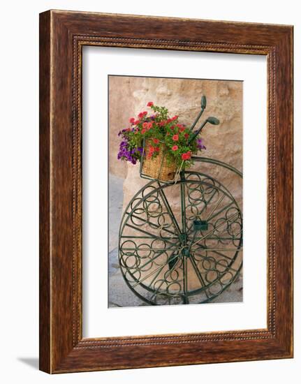 Cordoba, Spain. Bicycle planter in front of old stone building-Julien McRoberts-Framed Photographic Print