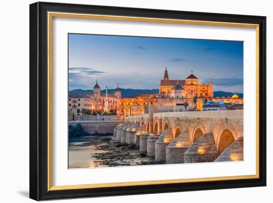 Cordoba, Spain View of the Roman Bridge and Mosque-Cathedral on the Guadalquivir River-Sean Pavone-Framed Photographic Print