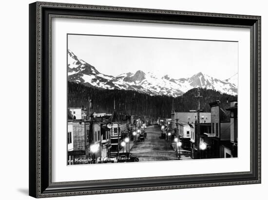 Cordova, Alaska - June Midnight Scene-Lantern Press-Framed Art Print