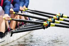Close up of a Men's Quadruple Skulls Rowing Team, Seconds after the Start of their Race-Corepics VOF-Photographic Print