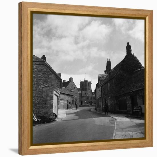 Corfe Castle Village-Staff-Framed Premier Image Canvas