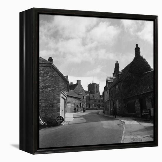 Corfe Castle Village-Staff-Framed Premier Image Canvas
