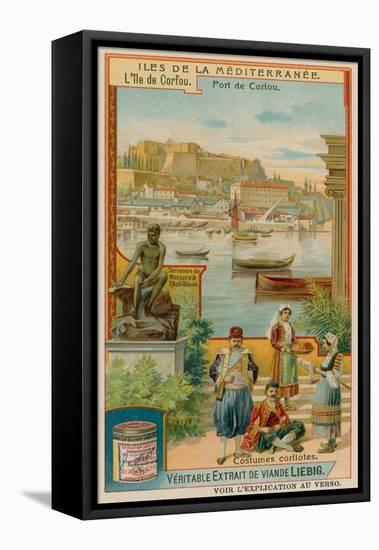 Corfu: the Statue of Achilles and Traditional Dress-null-Framed Premier Image Canvas