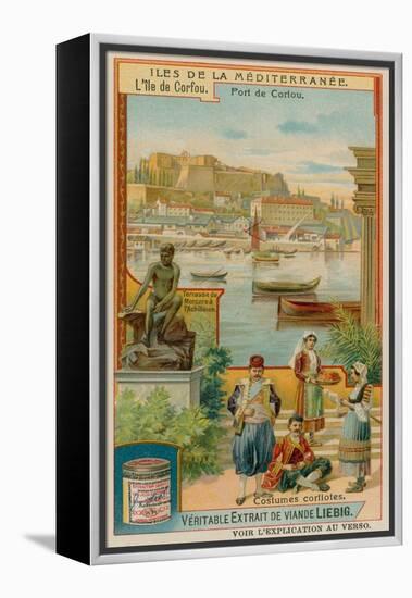 Corfu: the Statue of Achilles and Traditional Dress-null-Framed Premier Image Canvas