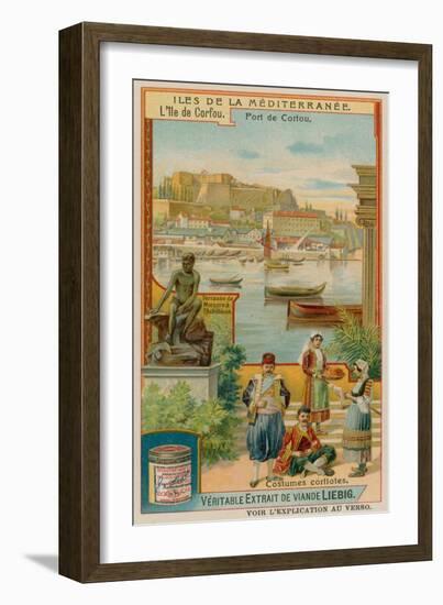 Corfu: the Statue of Achilles and Traditional Dress-null-Framed Giclee Print