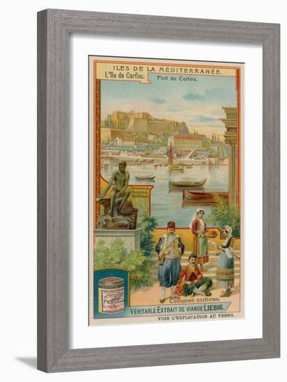 Corfu: the Statue of Achilles and Traditional Dress-null-Framed Premium Giclee Print