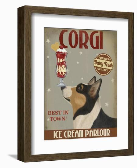 Corgi, Black and Tan, Ice Cream-Fab Funky-Framed Art Print