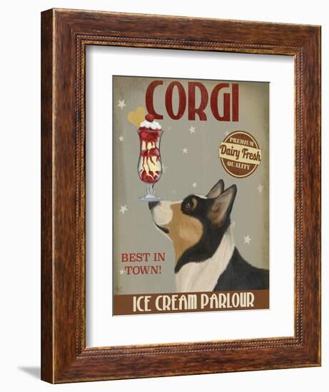 Corgi, Black and Tan, Ice Cream-Fab Funky-Framed Art Print