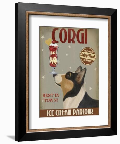 Corgi, Black and Tan, Ice Cream-Fab Funky-Framed Art Print