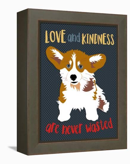 Corgi Love and Kindness-Ginger Oliphant-Framed Stretched Canvas