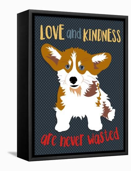 Corgi Love and Kindness-Ginger Oliphant-Framed Stretched Canvas