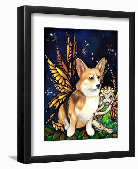 Corgi of the Faeries - Fairy Dog-Jasmine Becket-Griffith-Framed Art Print